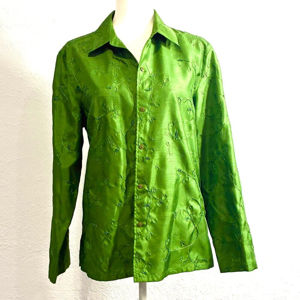 c.l.o.t.h.e.s Embroidered, Beaded, sequined Spring GREEN Jacket, Size L